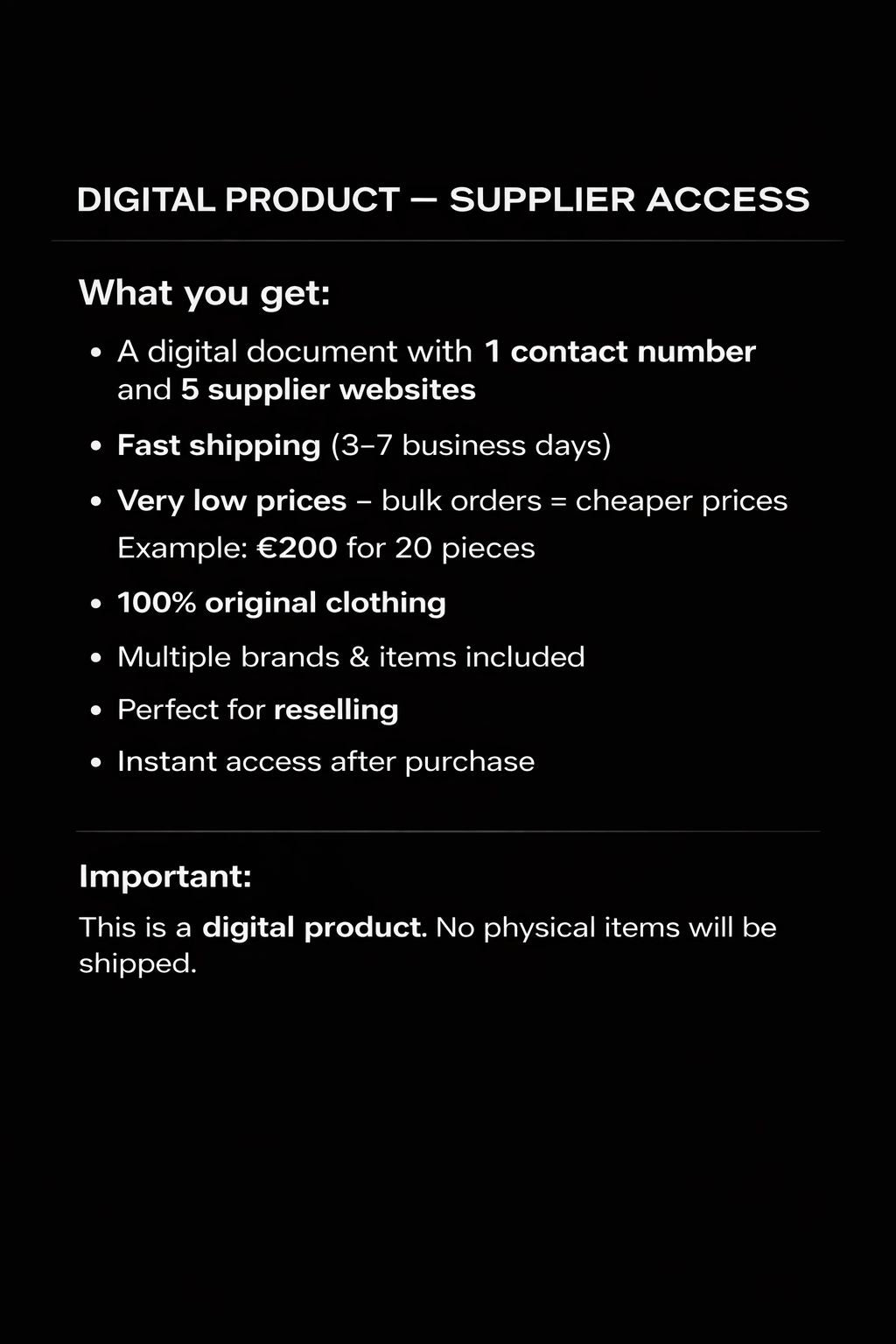 Reselling starter pack